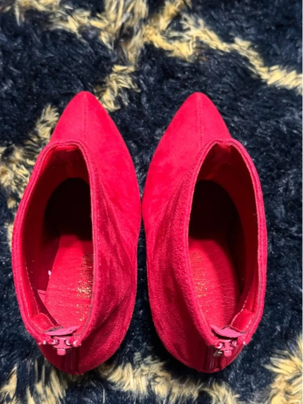 Women's Red Dream Pairs Red Suede Ankle Boots With Zipper Size 5